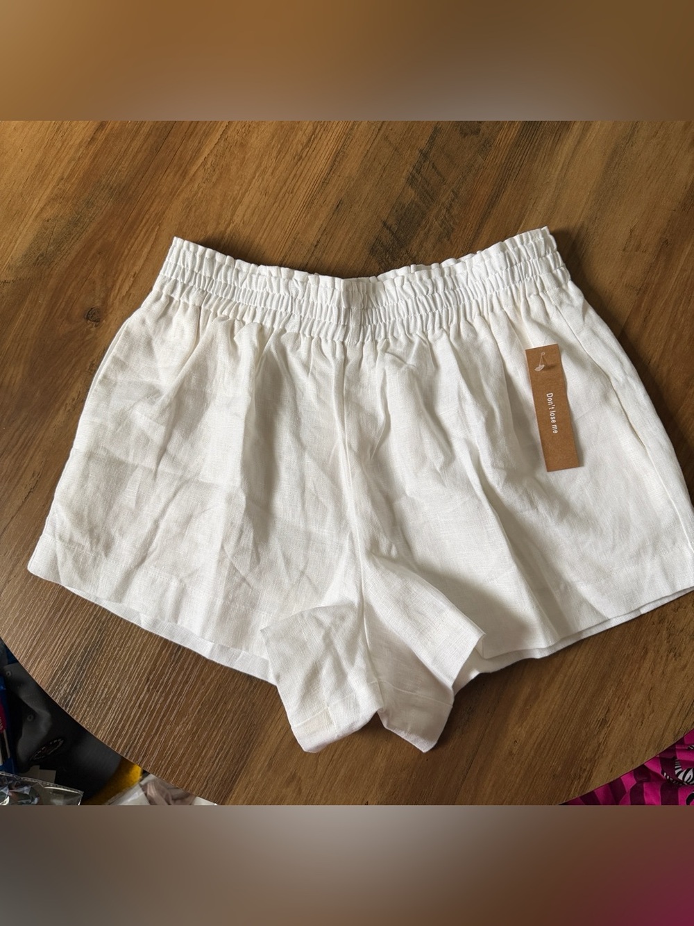Caara Linen Lined Elastic Waist Shorts. Sz NWT